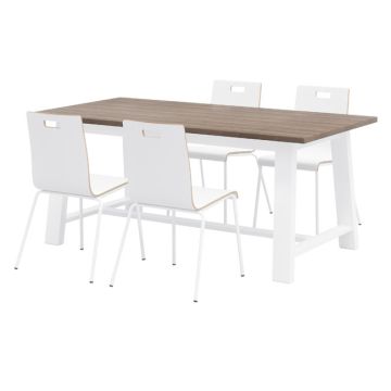 Midtown Table with Studio Teak Top and Jive Stack Chairs Package