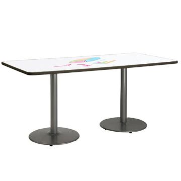 Mode Rectangular Counter Height Cafe Table w/ Silver Round Base (36'' x 72'' Rectangle)