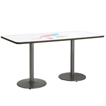 Mode Rectangular Bar Height Cafe Table w/ Silver Round Base (36'' x 72'' Rectangle)