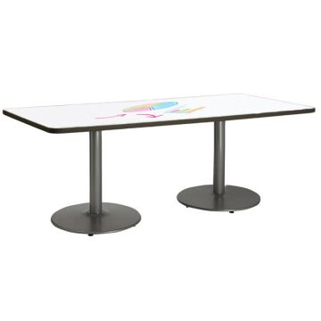 Mode Rectangular Dry Erase Cafe Table w/ Silver Round Base (36'' x 72'' Rectangle)