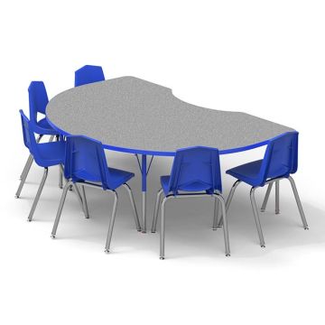 Kidney Activity Table with Colored Edgeband & Chair Package Set