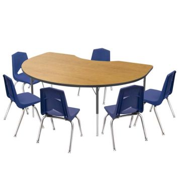 Kidney Activity Table with Black Edgeband & Chair Package Set
