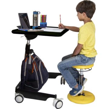Kids Adjustable Sit-Stand Mobile Desk & Adjustable Wobble Stool Combo Package