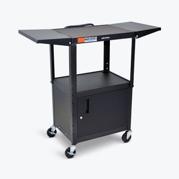 Drop Leaf Steel Computer Workstation With Storage Cabinet