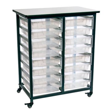 Mobile Double Row Clear Bin Storage Units