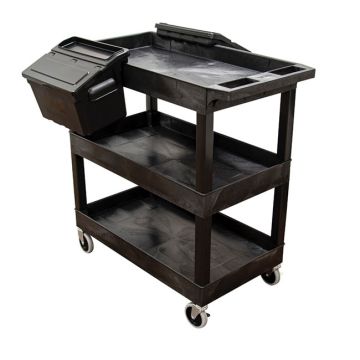 Triple Shelf XL Utility Cart with Dual Outrigger Bins