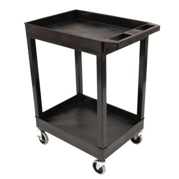 Two Shelf Tub Utility Cart with Heavy Duty Casters