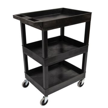 Three Shelf Tub Utility Cart with Heavy Duty Casters