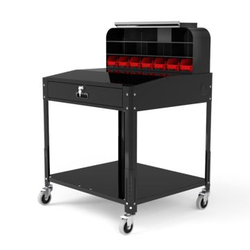 Mobile Shop Desk with Pigeonhole Bin Unit