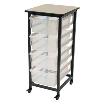 Mobile Single Row Clear Bin Storage Unit