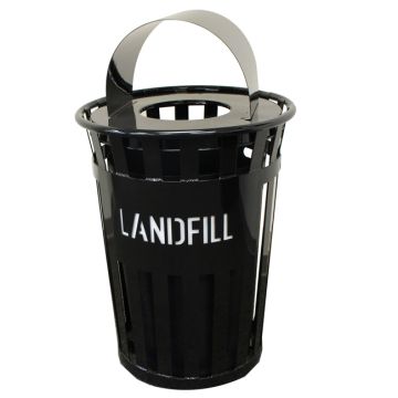 Oakley Eco Series Slatted Landfill Receptacle w/ Metal Hood Top (36 gal)