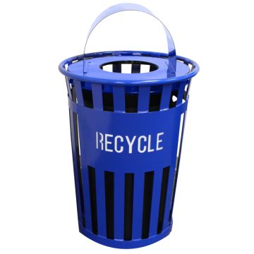 Oakley Eco Series Slatted Recycle Receptacle w/ Metal Hood Top (36 gal)