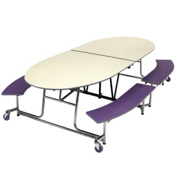 Elliptical Mobile Bench Cafeteria Table (10' L)