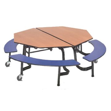 Mobile Octagonal Cafeteria Table with Benches