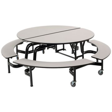 Mobile Round Cafeteria Table with Benches