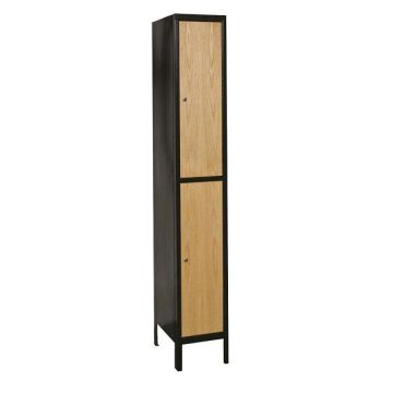Metal-Wood Hybrid Double-Tier 1-Wide Lockers
