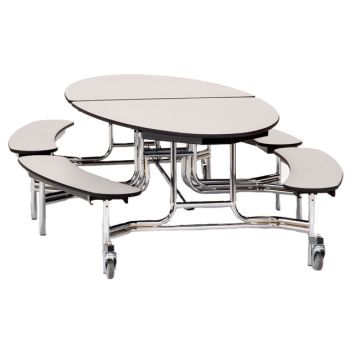 Elliptical Mobile Bench Cafeteria Tables