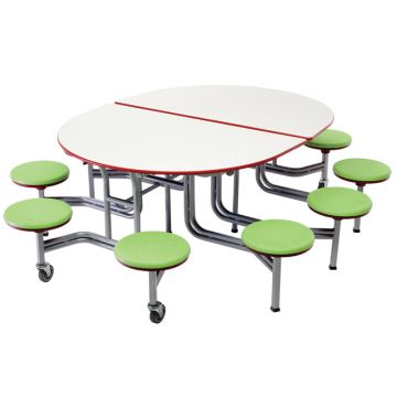 Mobile Cafeteria Stool Table w/ Oval Top