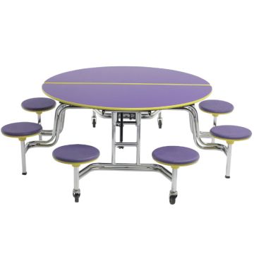 Mobile Stool Cafeteria Table w/ Round Top