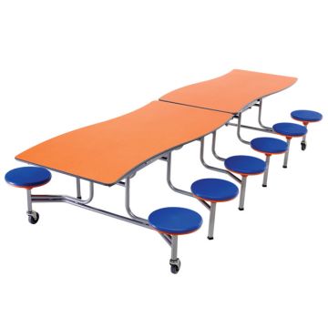 Ocean Wave Top Mobile Stool Cafeteria Tables