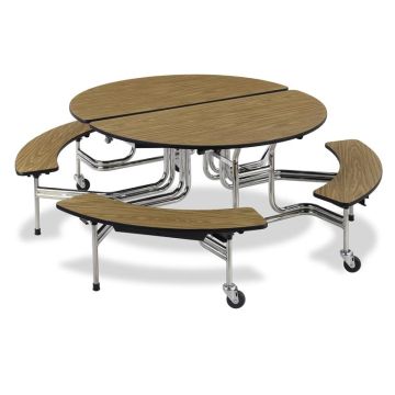 Oval Mobile Bench Cafeteria Tables