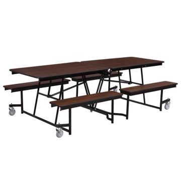 Mobile Bench Cafeteria Tables w/ Black Frame