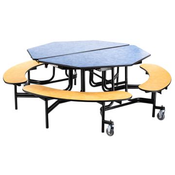 Mobile Octagon Cafeteria Tables with Benches