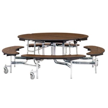 Mobile Round Cafeteria Tables with Benches