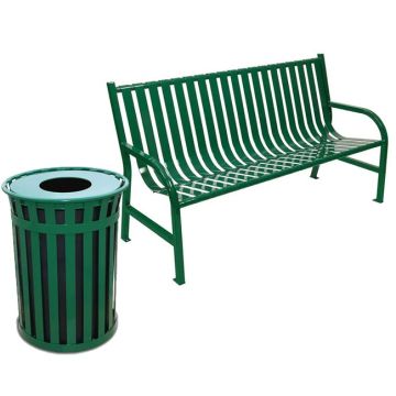 Oakley Bench + Trash Receptacle Package Set 