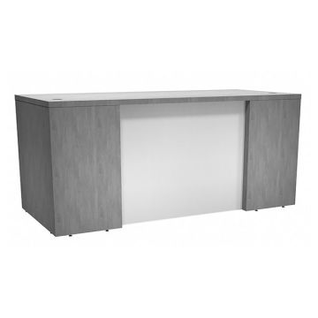 Ultra Premium Laminate Series Step Front Desk w/ Full Pedestals & Frosted Glass Panel - 66"W x 30"D