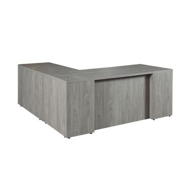 Ultra Premium Laminate Series Step Front L-Shaped Desk w/ Full Pedestals - 66"W x 77"D