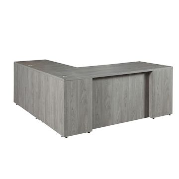 Ultra Premium Laminate Series Step Front L-Shaped Desk w/ Full Pedestals - 72"W x 78"D