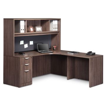 OS Laminate L-Shaped Desk Suite w/ Open Hutch