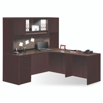 OS Laminate L-Shaped Desk Suite w/ Hutch & 2 Solid Doors