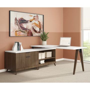 Variant Collection L-Shaped Desk w/ Oblique Leg Base & Cabinet