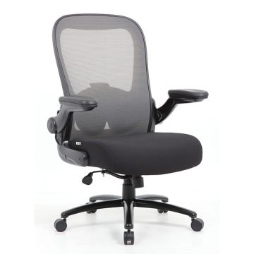 Big and tall mesh back office chair with flip arms.