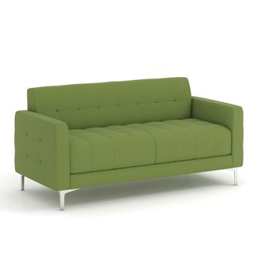 Green office commons area sofa.