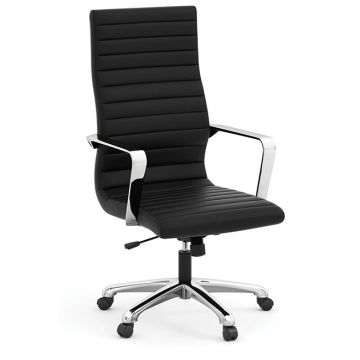 High back office chair with fixed chrome armrests and 5-star base.