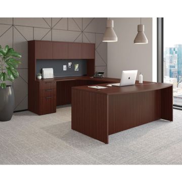 OS Laminate Bow Front U-Shape Desk Suite w/ Deluxe Full Pedestal