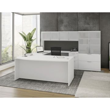 OS Laminate Bow Front U-Shape Desk Suite w/ Deluxe Full Pedestal & 2 Drawer Lateral File