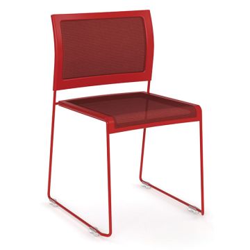 Mesh stacking chair with a sled base.