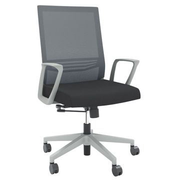 Mid back office conference chair with mesh back and lumbar support.