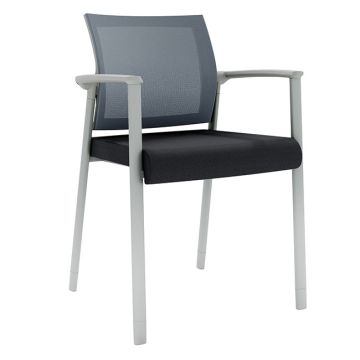 Office stack chair with mesh back.