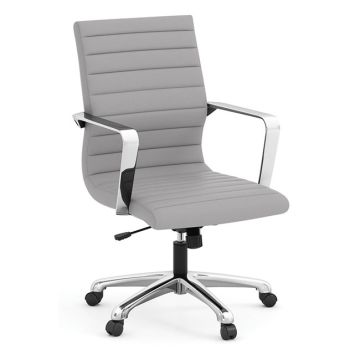 Mid back executive office chair with fixed chrome arms and 5-star base.
