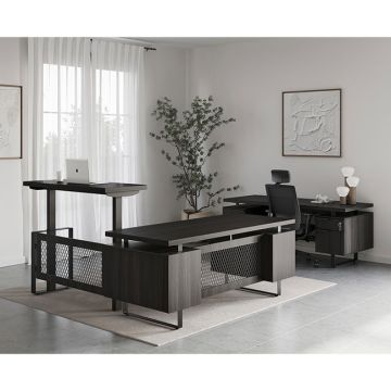 Industrial height adjustable office suite.
