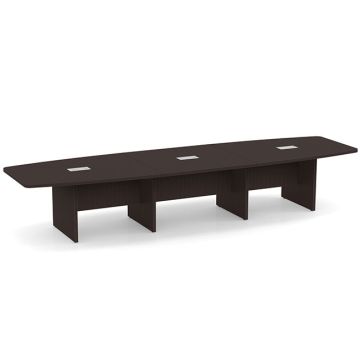 Expandable conference room table with slab base.
