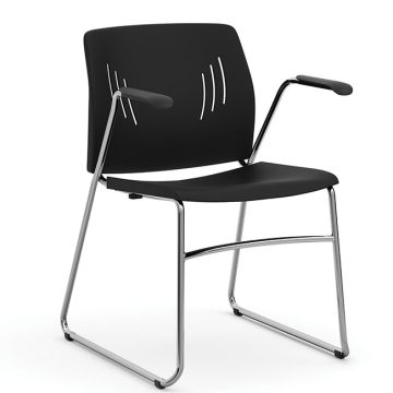Stackable office side chair with a sled base.