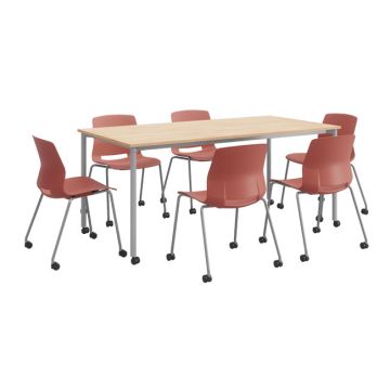 Spright Rectangular Table w/ Lola Stack Chairs
