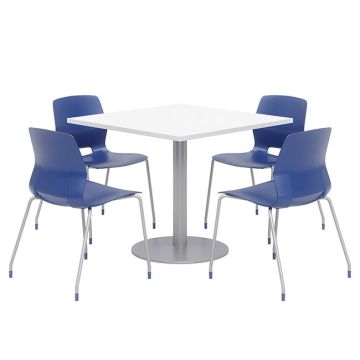 Mode Square Cafe Table with Four Lola Stack Chairs