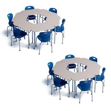 12 Student Classroom Package w/ 18"H Omnia Chairs & Hexagon Solid Plastic Desks (5th-Adult)